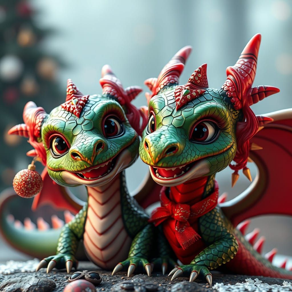 Christmas Baby Dragons  by @Warlock11