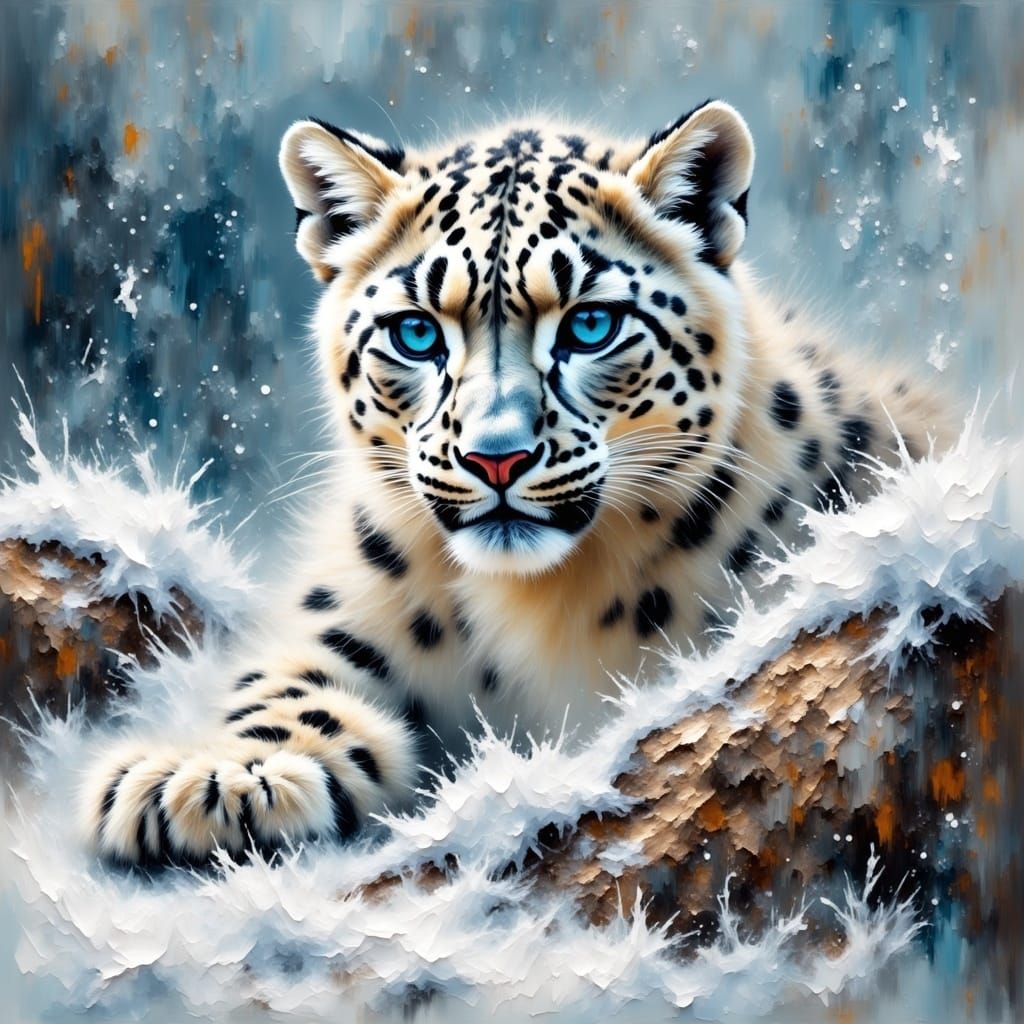 Snow leopard tries to escape the cold   by @Goosie Girl 