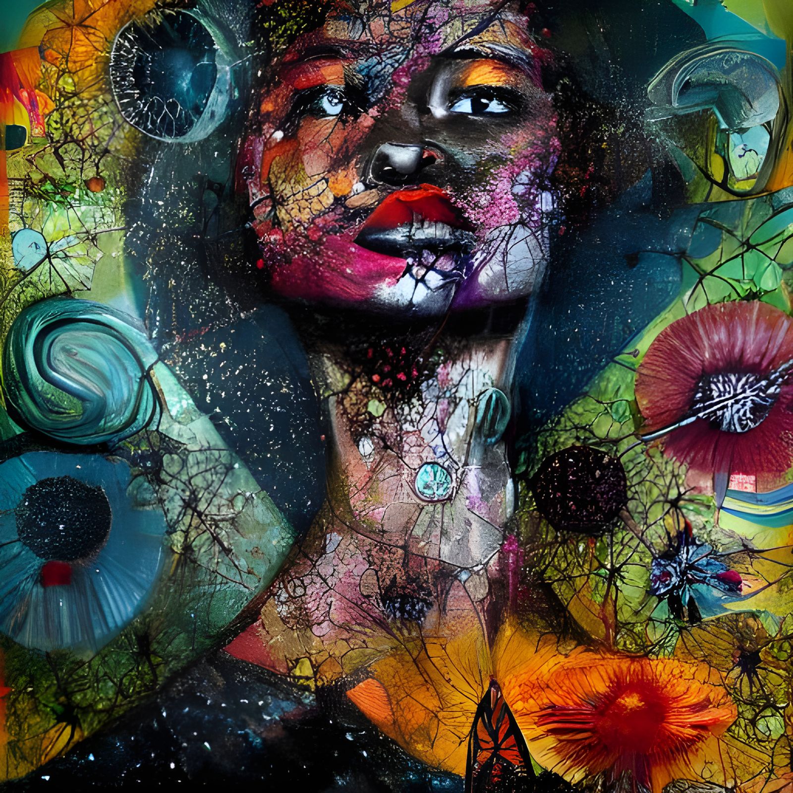 painting , Asian woman, russ mills, textile art, neural netw...