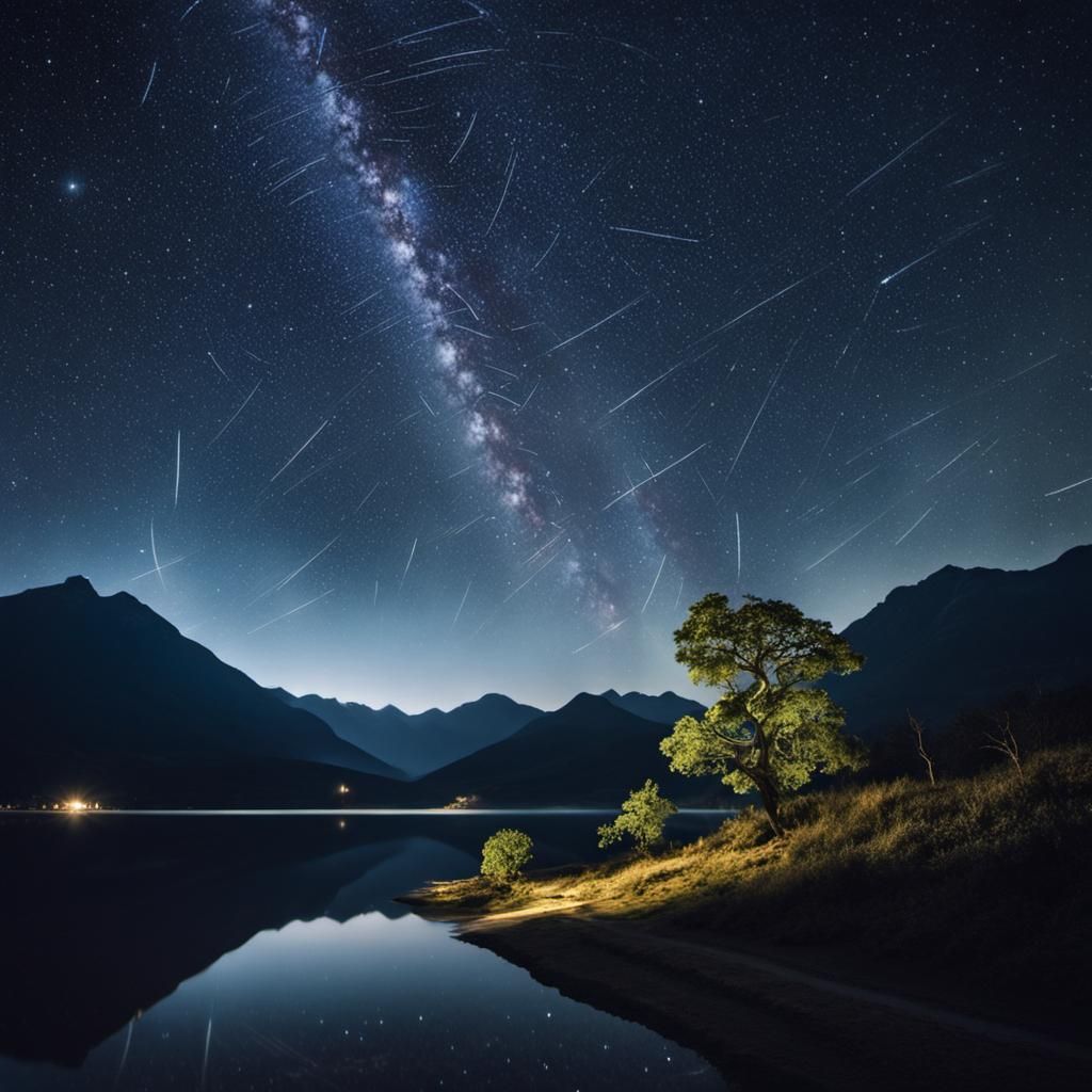 Photograph a star-filled night sky with a long exposure to c...
