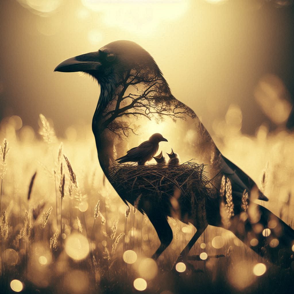 Crow double exposure