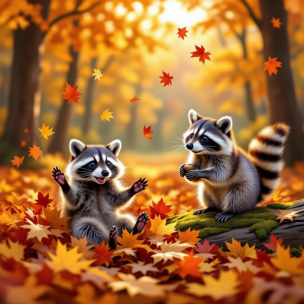 Raccoons at play  by @ArwenEvenstar