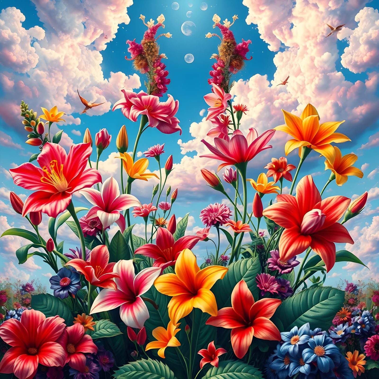 Vibrant Prismatic Tapestry Fantasy Scene