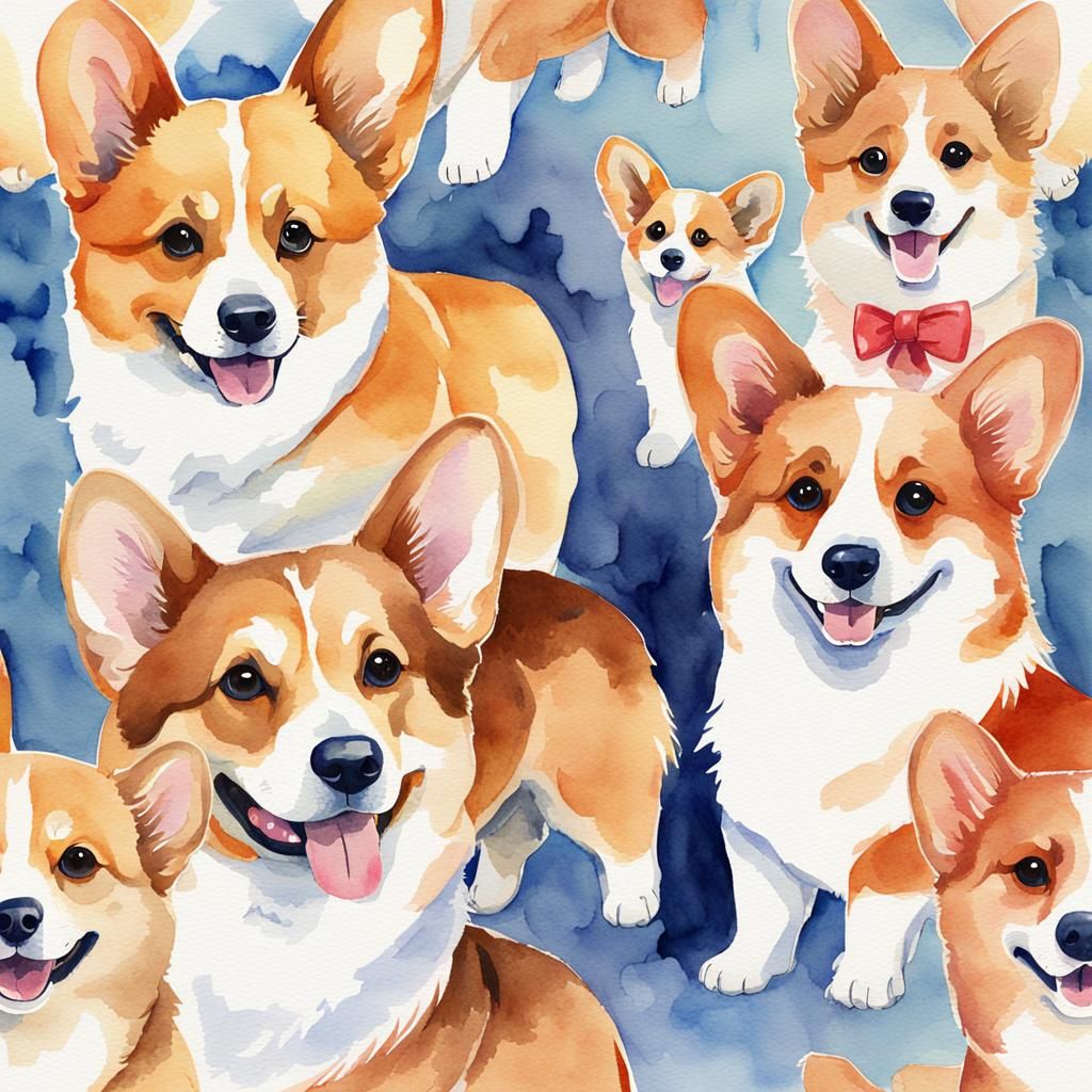 An adorable Corgi watercolor
