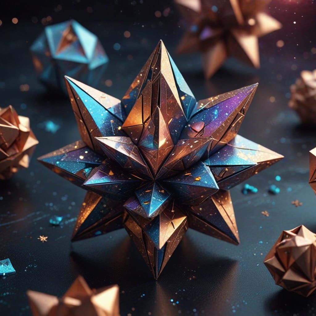 Cosmic Holographic Dreamscape with Bronze Accents