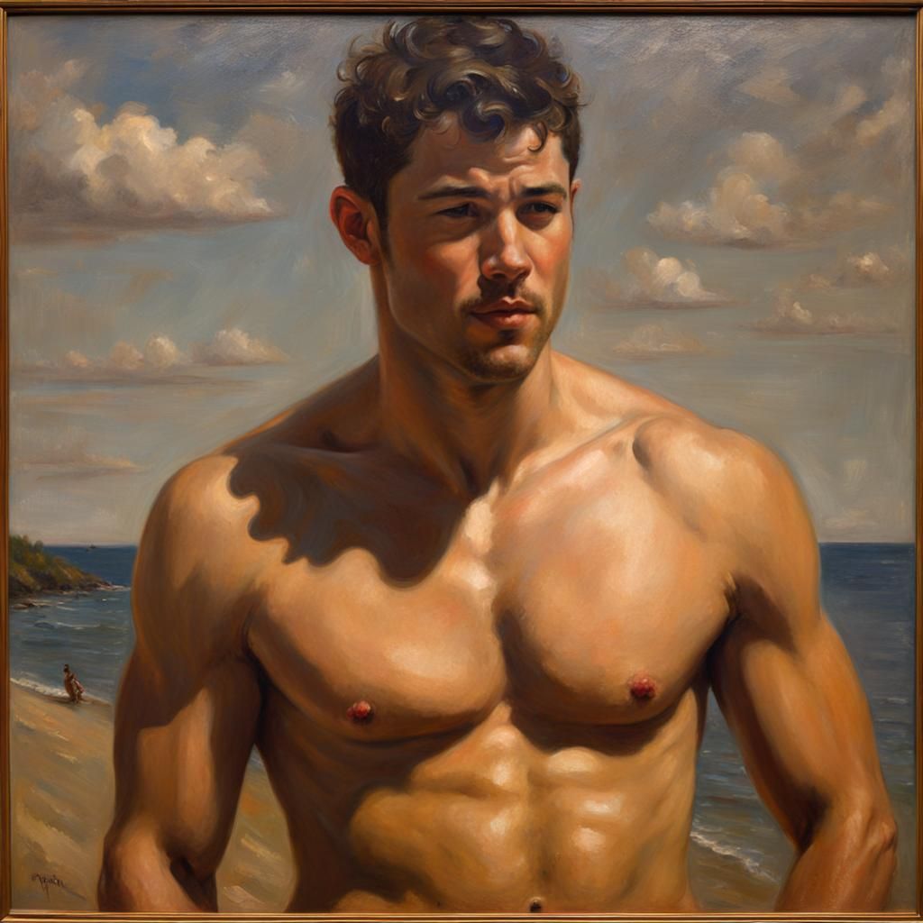 At the Beach (after Thomas Eakins)  by @PierreGrande