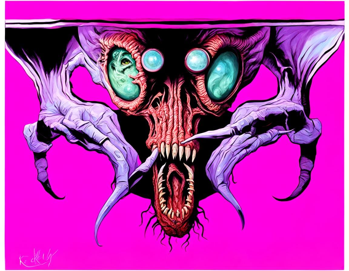 eldritch face hugger ghost wearing a disgusting gory mask ma...