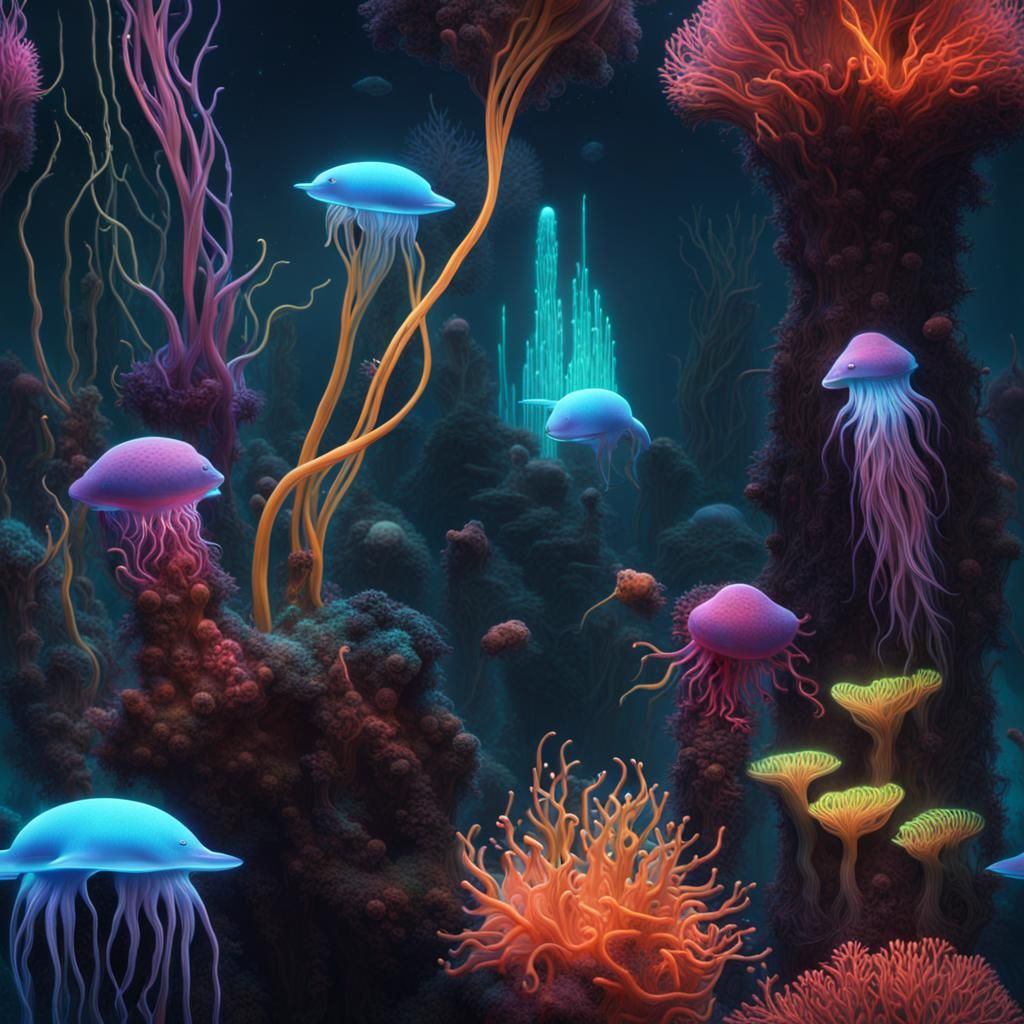 Deep-sea Organisms - Ai Generated Artwork - Nightcafe Creator