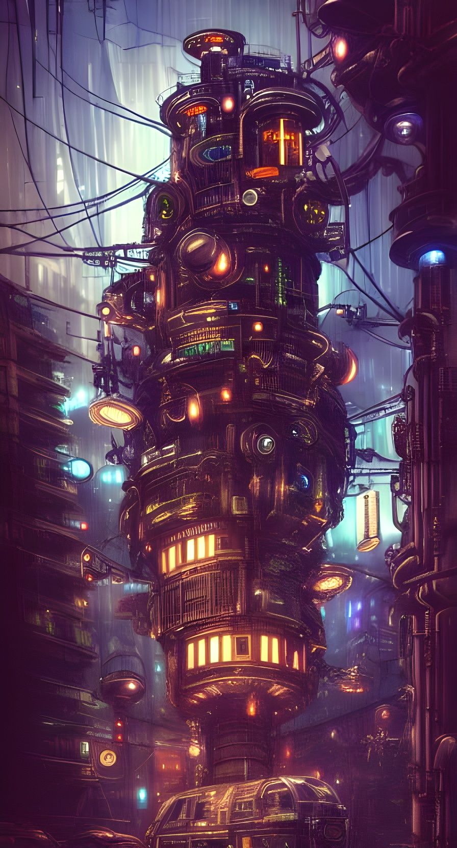 Dieselpunk Tower - AI Generated Artwork - NightCafe Creator