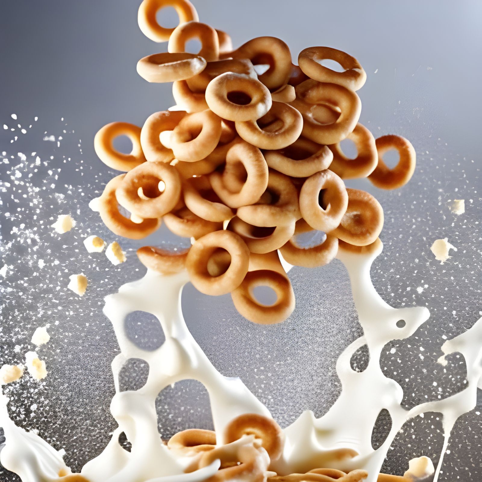 Cheerios Cereal Splashing into Milk: Food Advertisement
