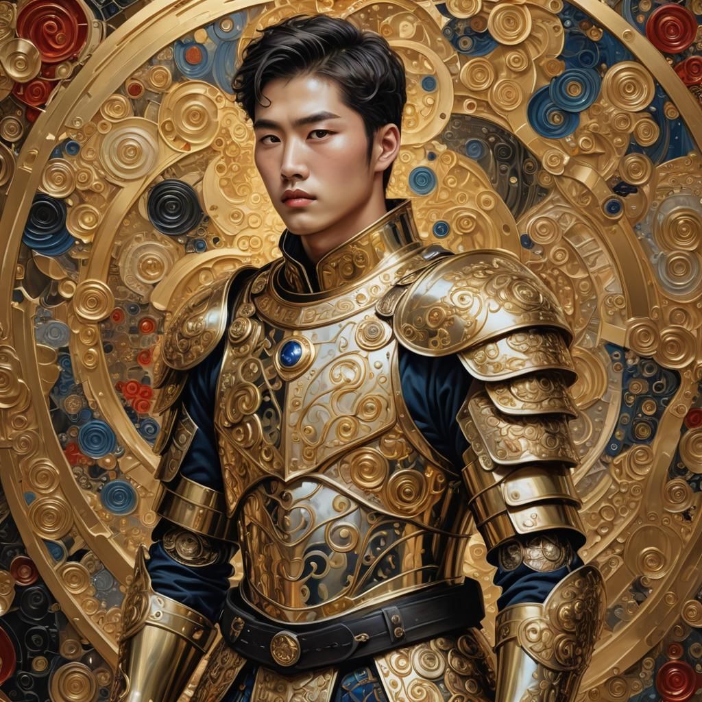 Korean Man in Armor Inspired by Klimt