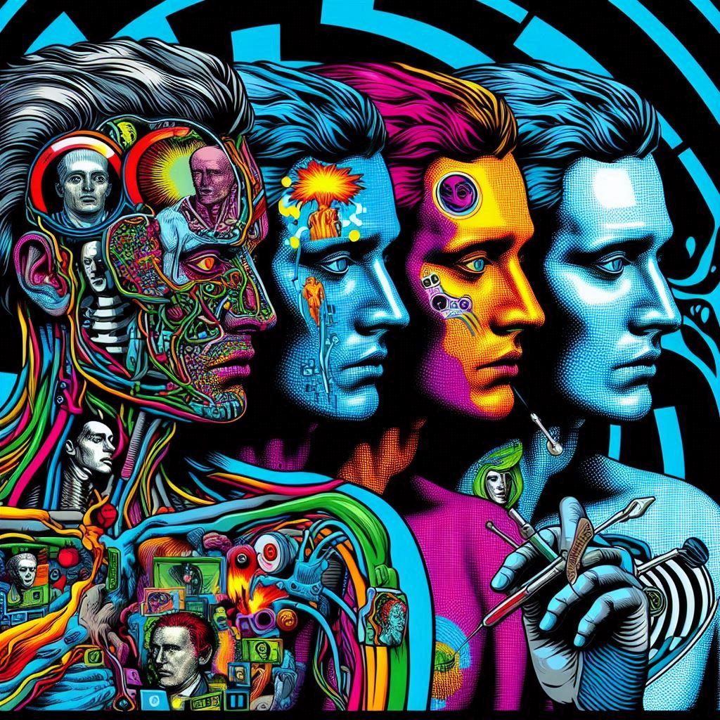 We are replicants, no longer whole, Flesh and screen have st...
