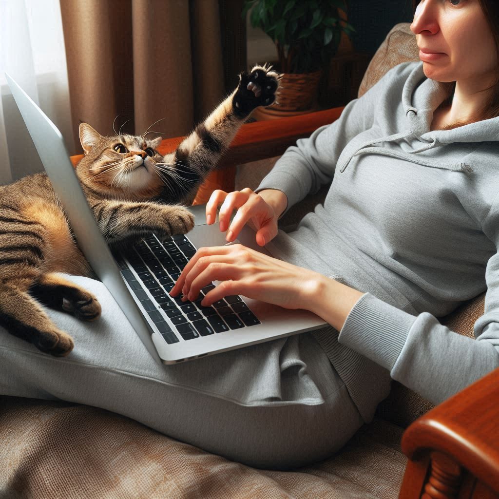 Lazy cat not allowing owner to do work