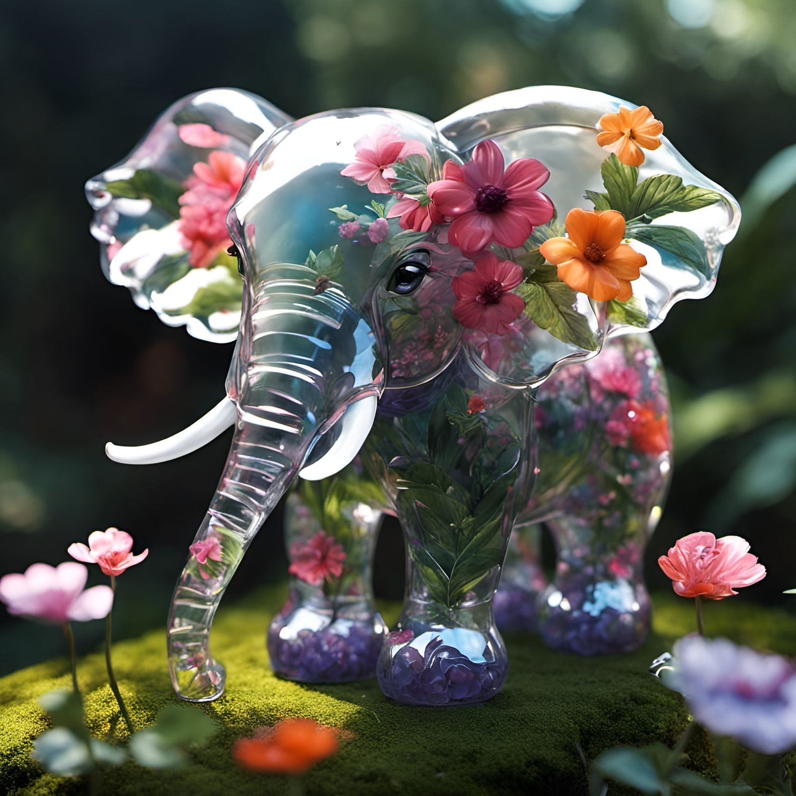 A Flowery Glass Elephant  by @Rosie