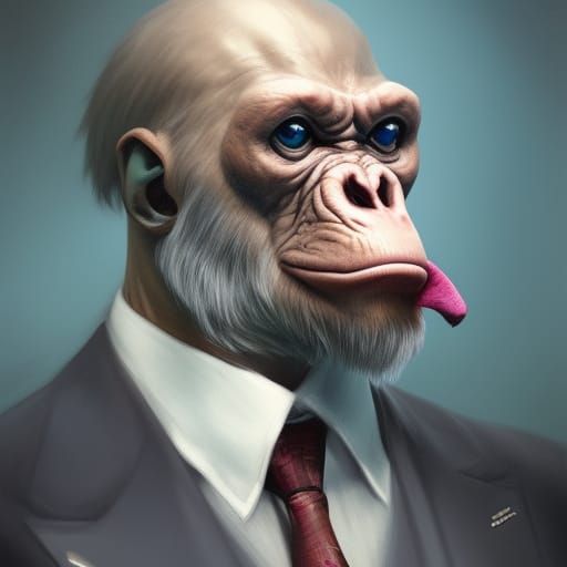 Ape in suit,surreal fantasy art