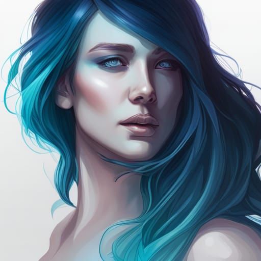 Blue hair cold heart - AI Generated Artwork - NightCafe Creator