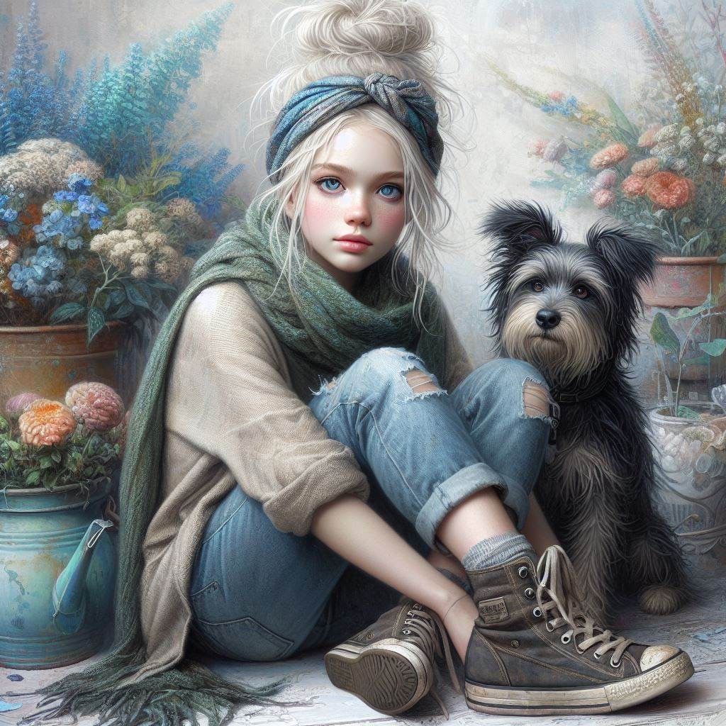 Girl with her dog