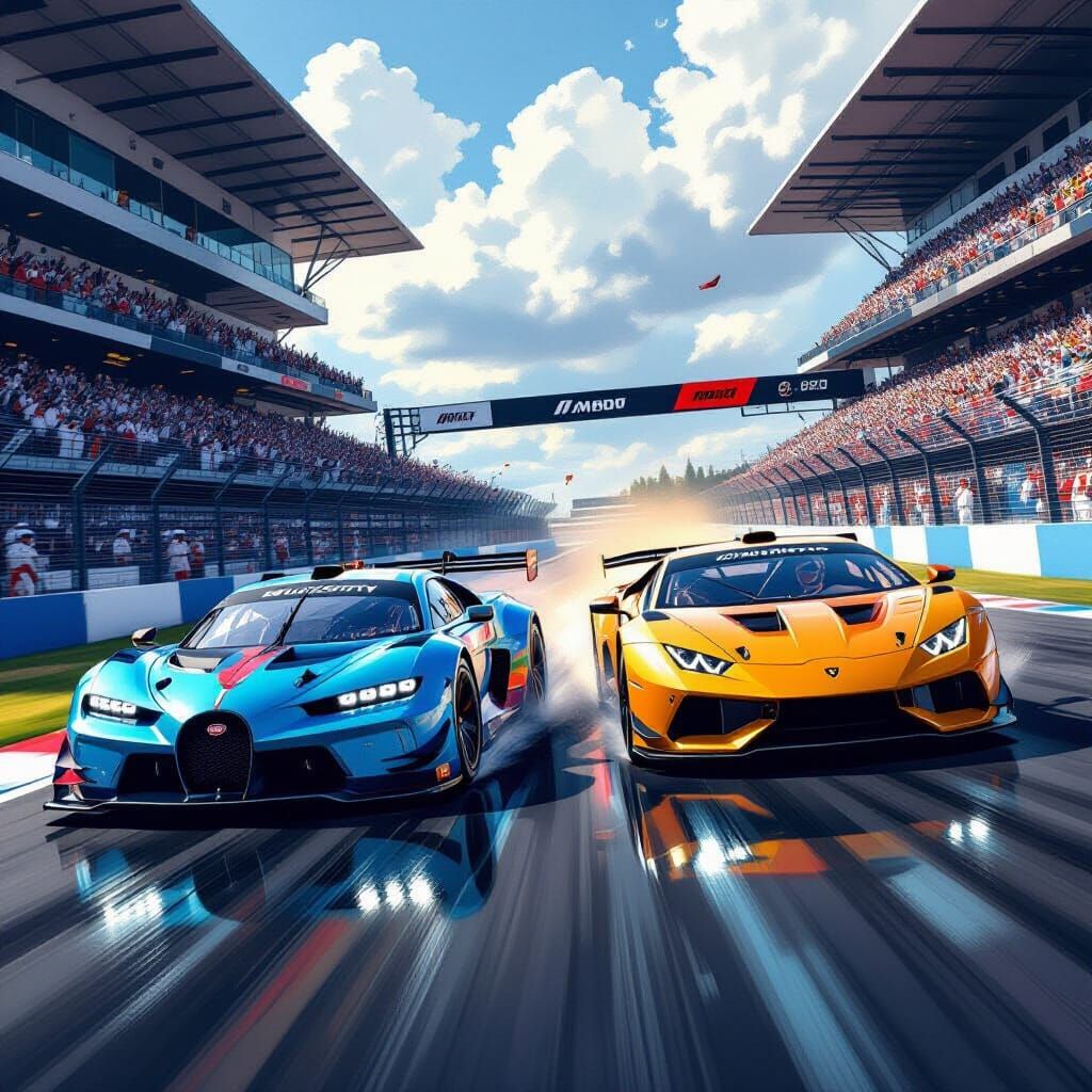 Bugatti Races Volvo, Collides with Lamborghini