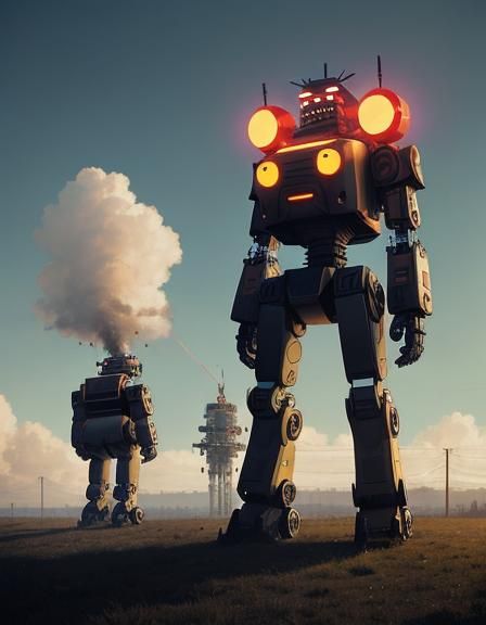 Colossal Robots Broken Forgotten Nameless Grinning Mascots w...