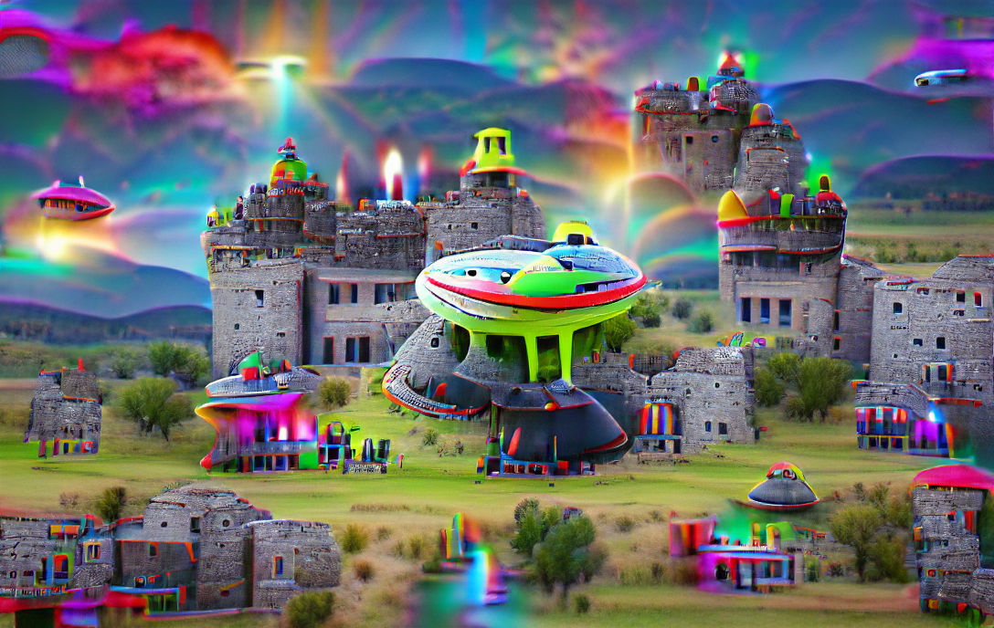 Colorful ufo castle 8K 3D 8k resolution