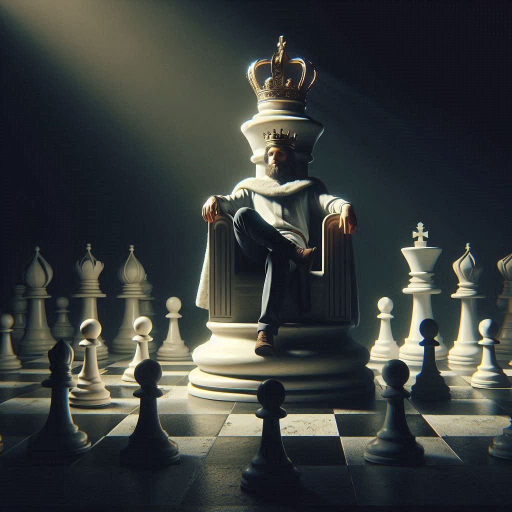 All hail the king on chess throne