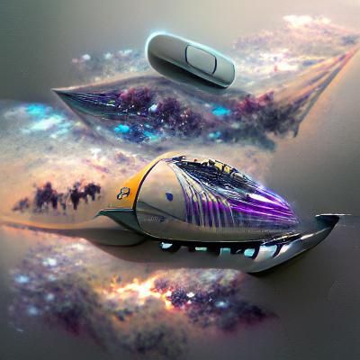 Futuristic Spaceship Jettisoning Through the Galaxy