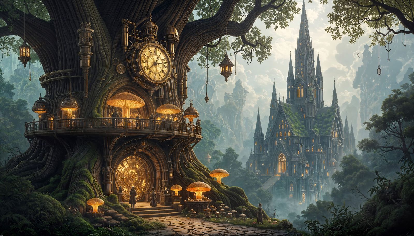 Steampunk City Tree  by @AshenAlar