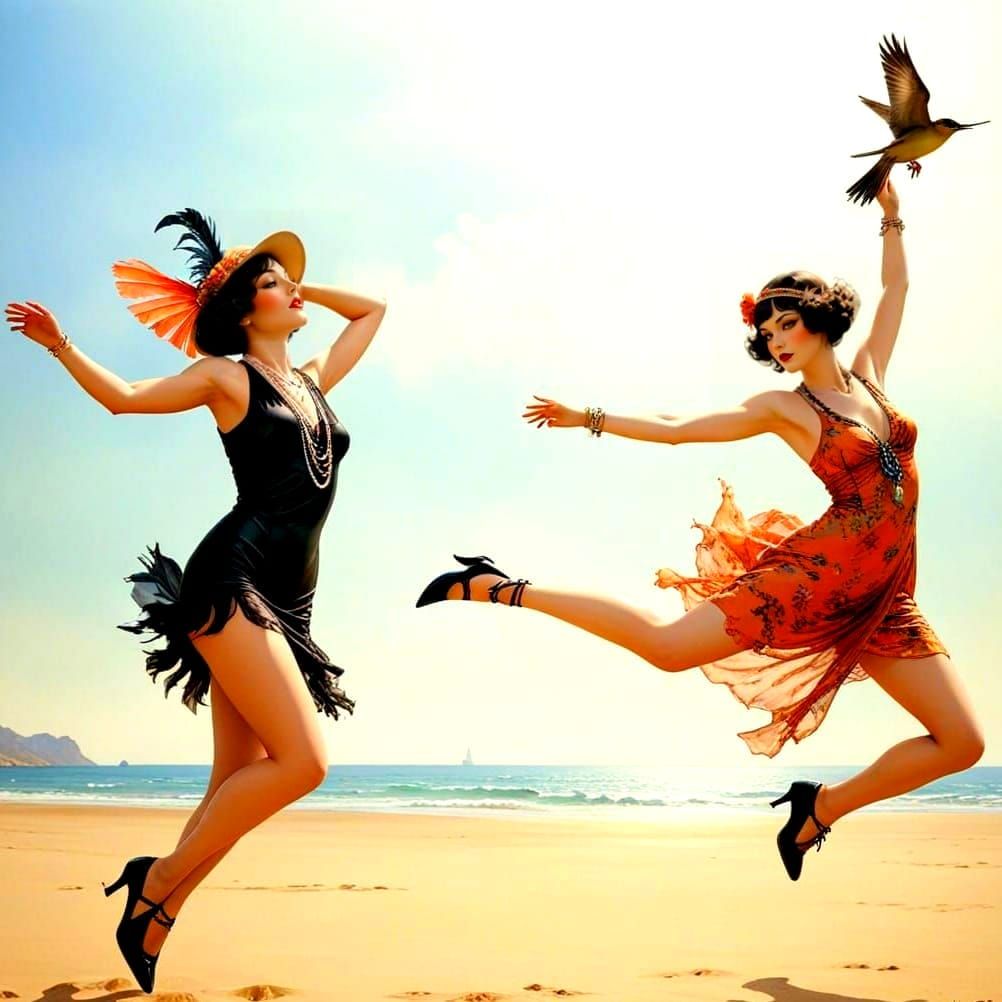 Glamorous Flappers with Feline and Avian Friends in Vintage ...