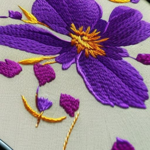 Pirple Flower hand embroidery AI Generated Artwork NightCafe Creator
