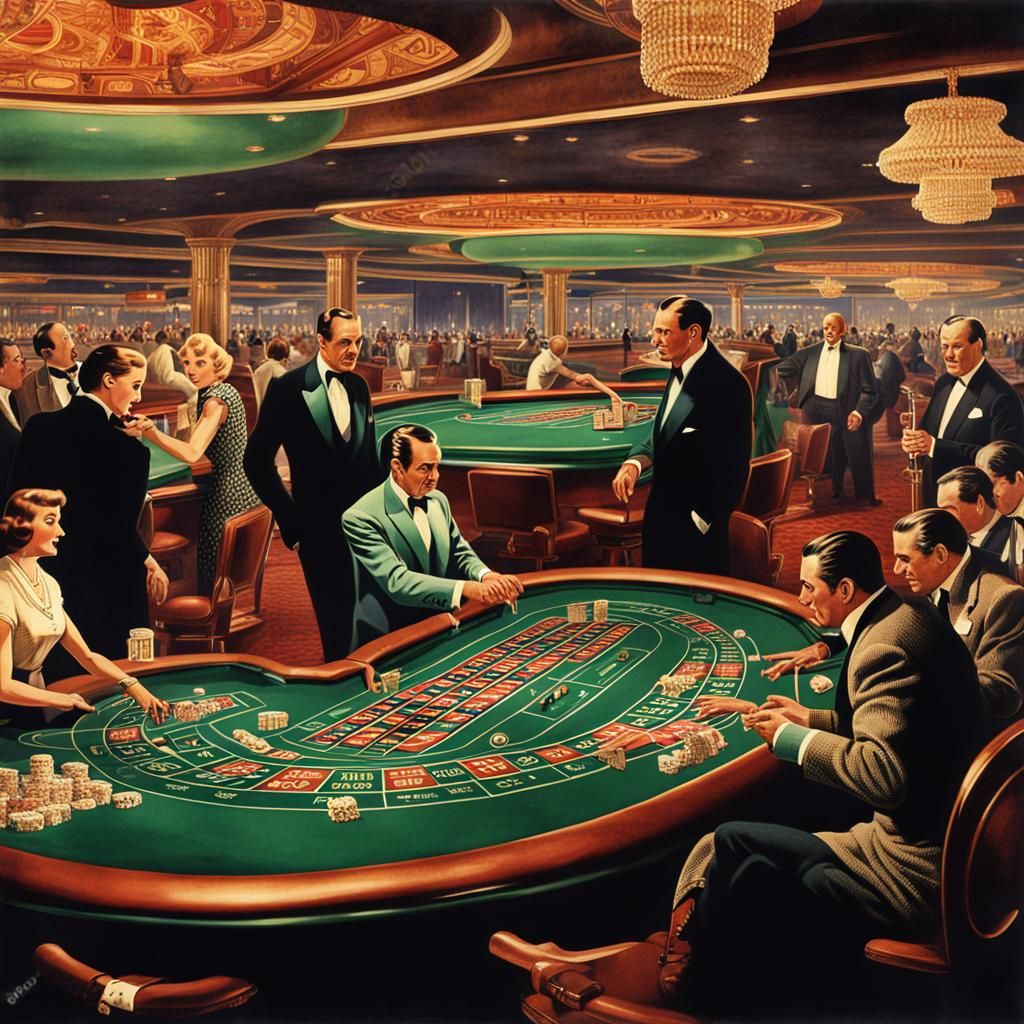Vintage poster of casino, people, sharp