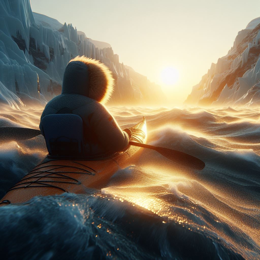 Native Alaskan in Kayak