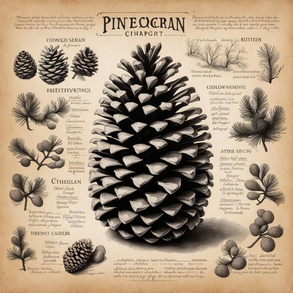 Notebook w/ botanical Ink Drawings of a pinecone & parts of the pine tree  by @Timmy Contraros
