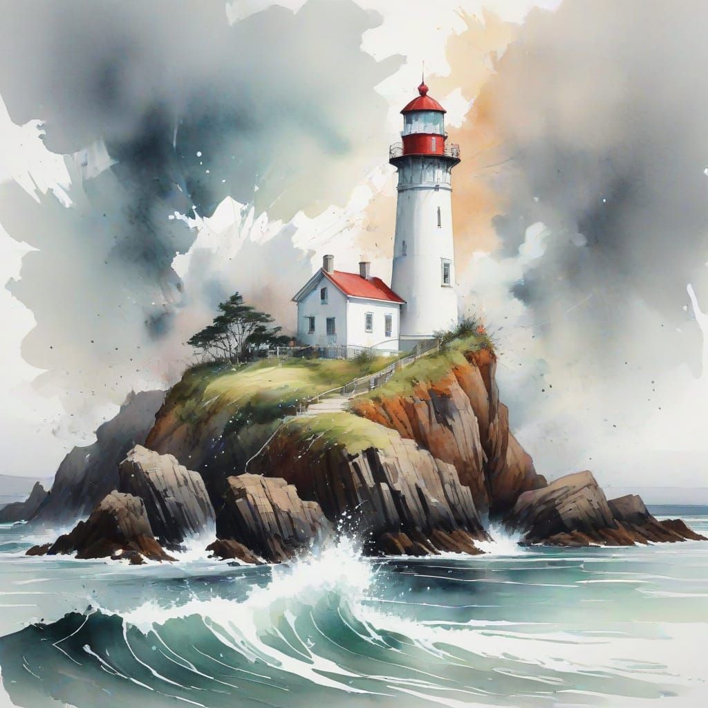 watercolour lighthouse   by @Kosh