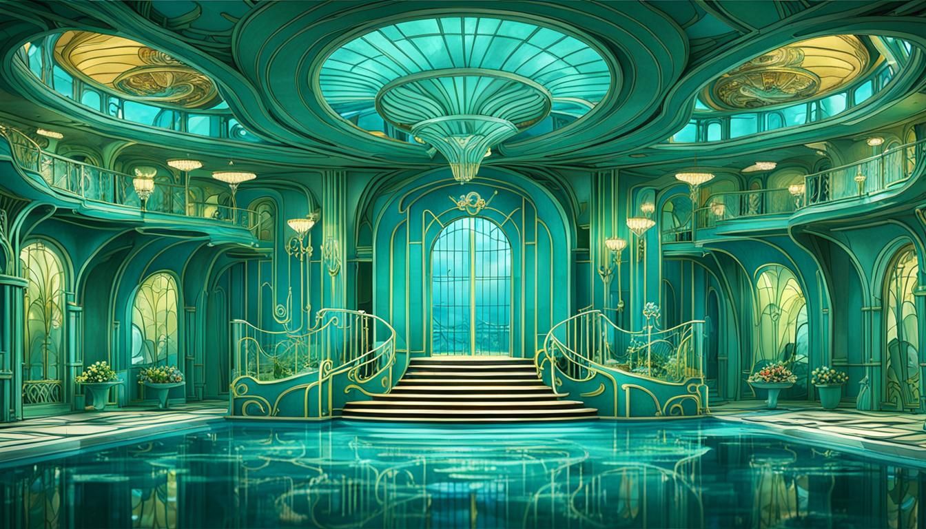 Envision a grand underwater metropolis, crafted in the elega...