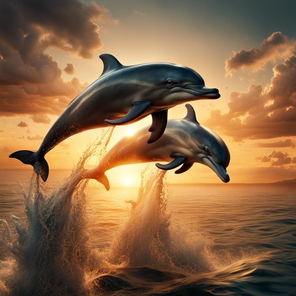 Dolphins leaping against the setting sun  by @extreme_elfgrrl