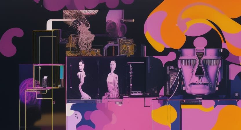 Ethereal Digital Cancer Drawing in Hypermaximalist Style