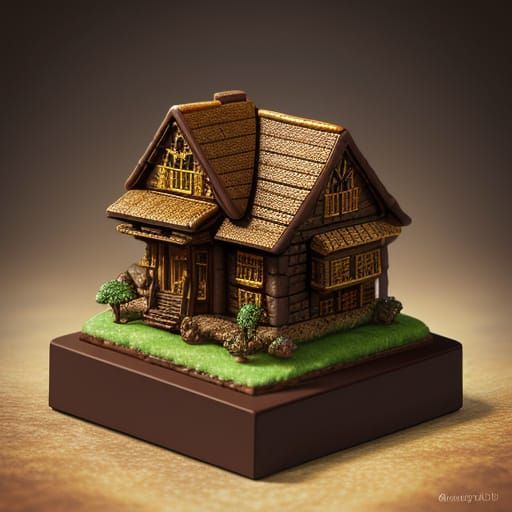 Chocolate House in Oil Painting Style