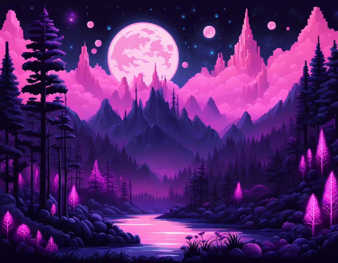 pixel cyber forest - AI Generated Artwork - NightCafe Creator