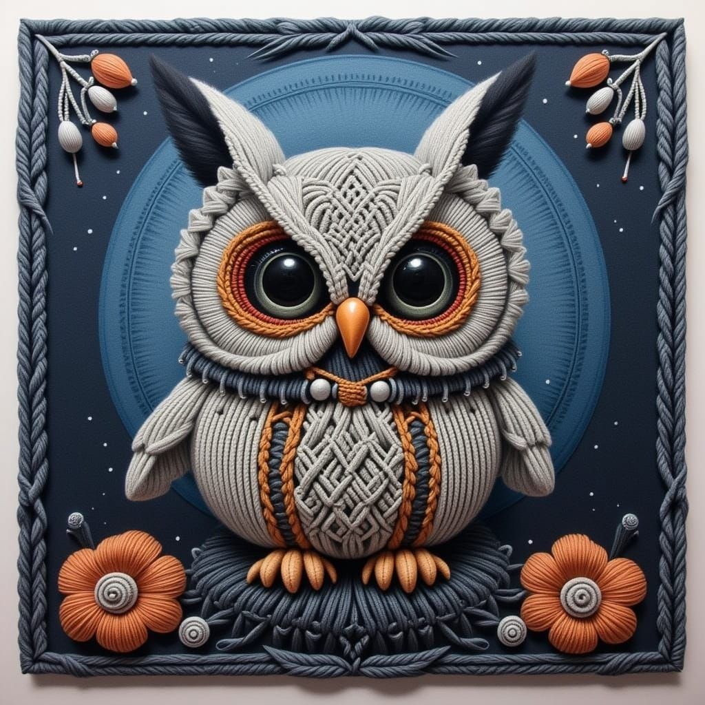 <lora:MACRAME DOLLS:1.0> Cute owl 