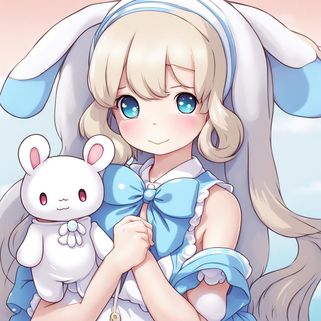 Cinnamoroll as Anime Girl in Manga Style