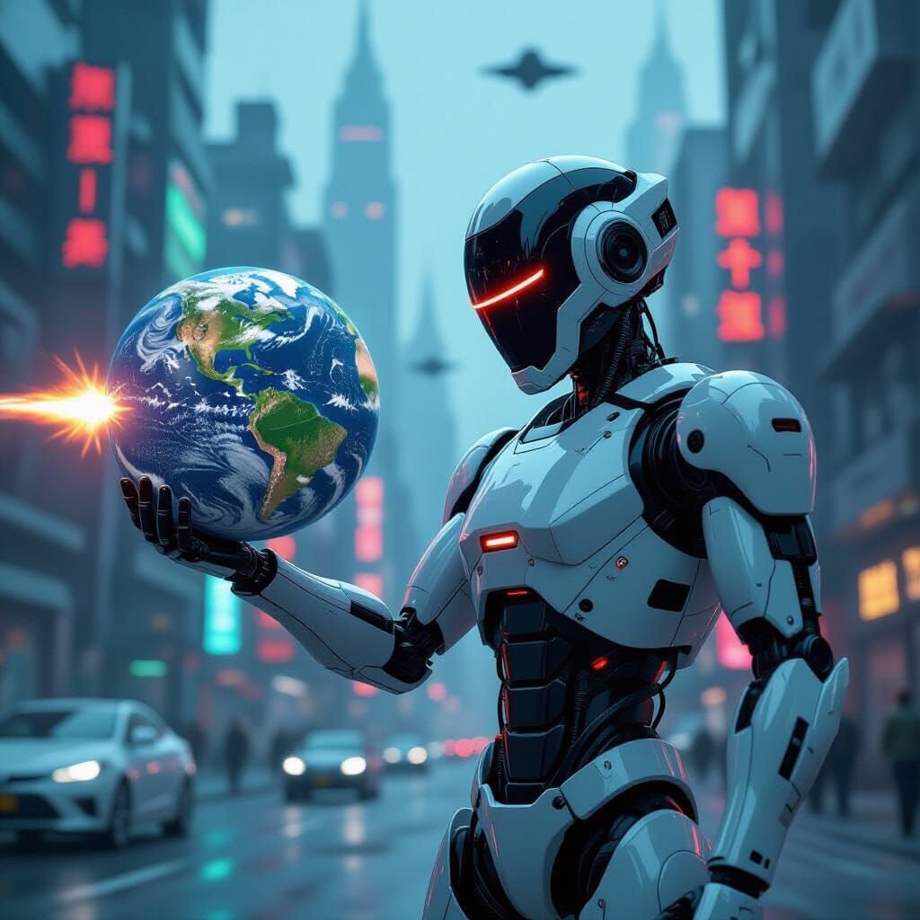 Robot Threatens Earth in Cyberpunk Future
