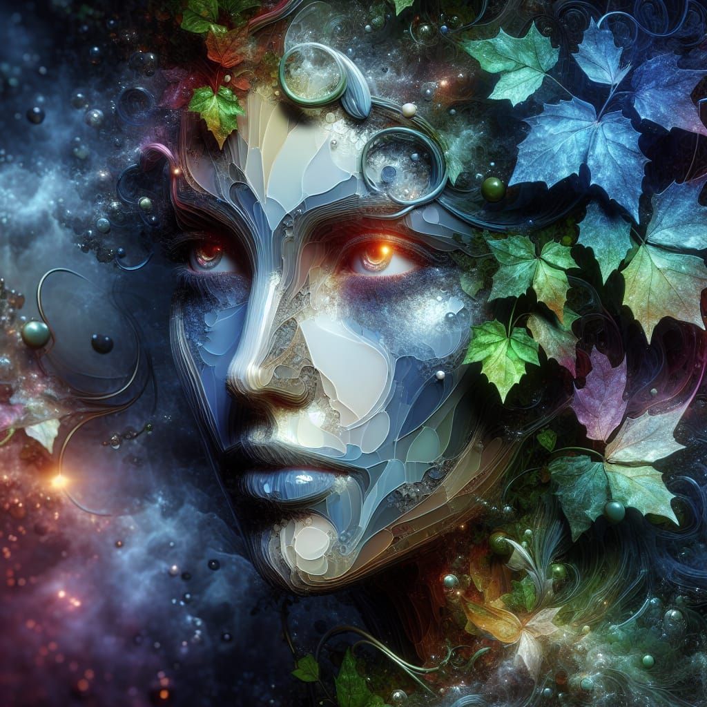 Ethereal Glass Woman Portrait in Fantasy Illustration Style