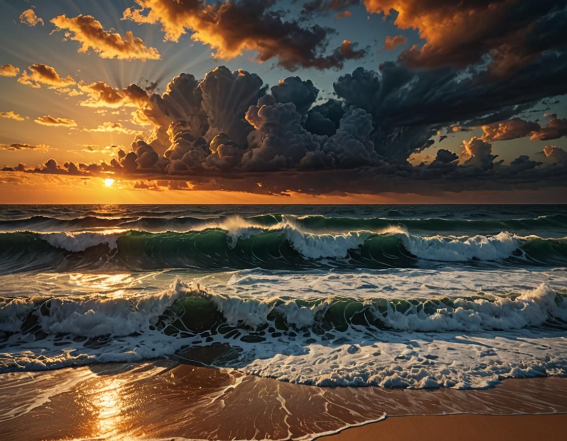 An ocean sunset   by @Caleidoscope