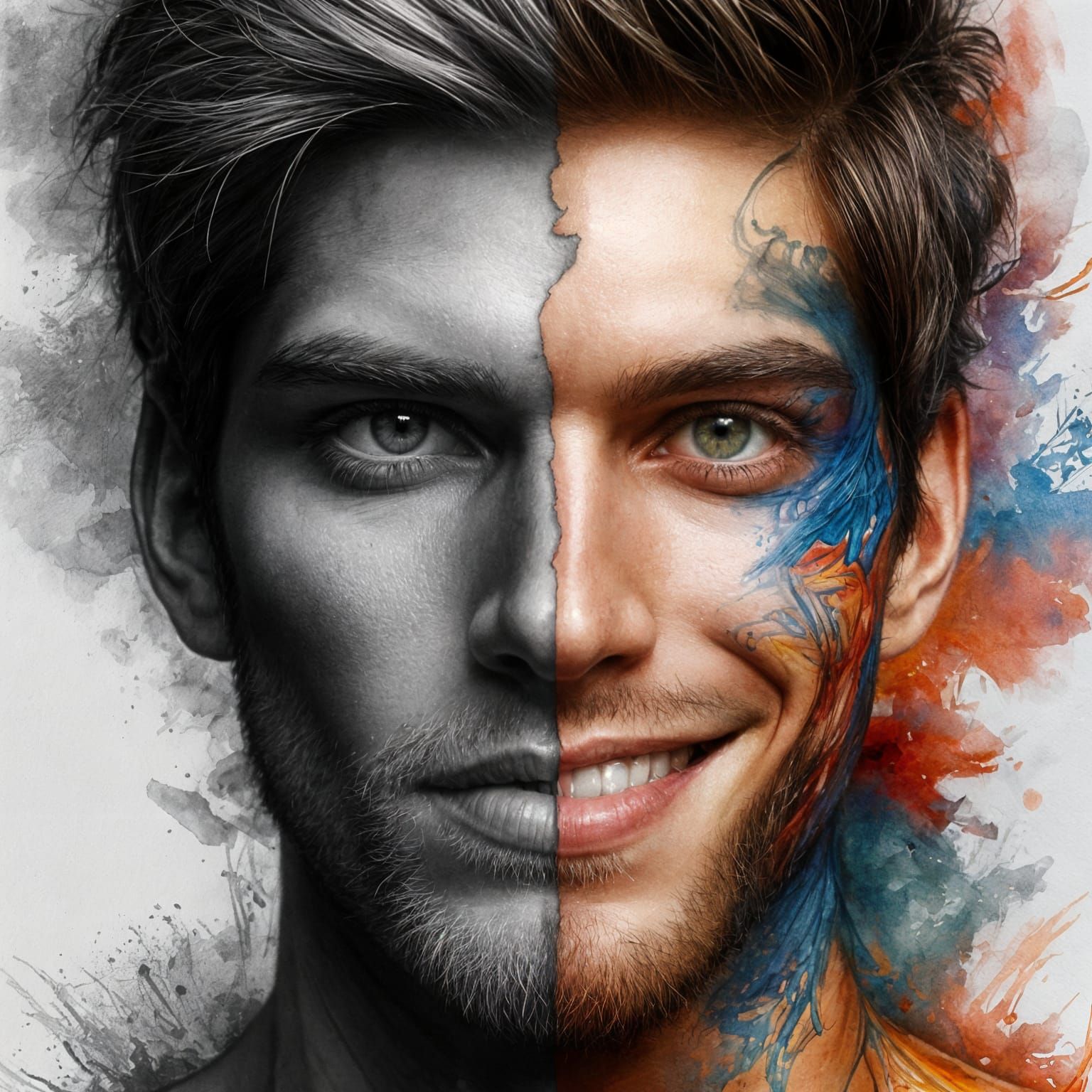 Fades to anger and becomes more colourful with a smile