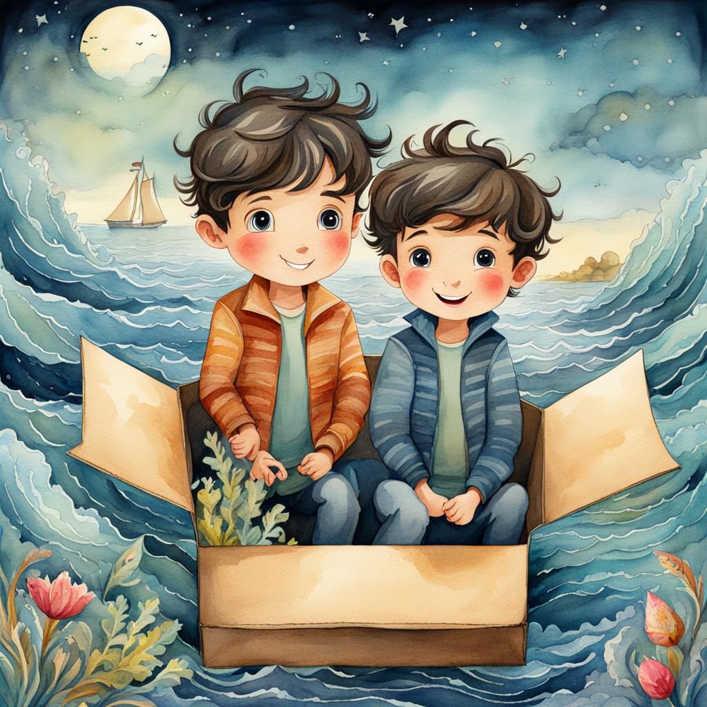 Venturing the sea in their cardboard box