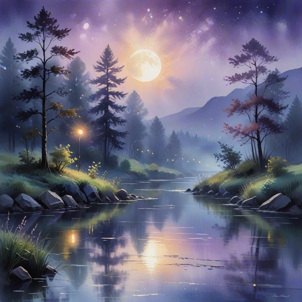 River in the fullmoon  by @Anna Kopřivová