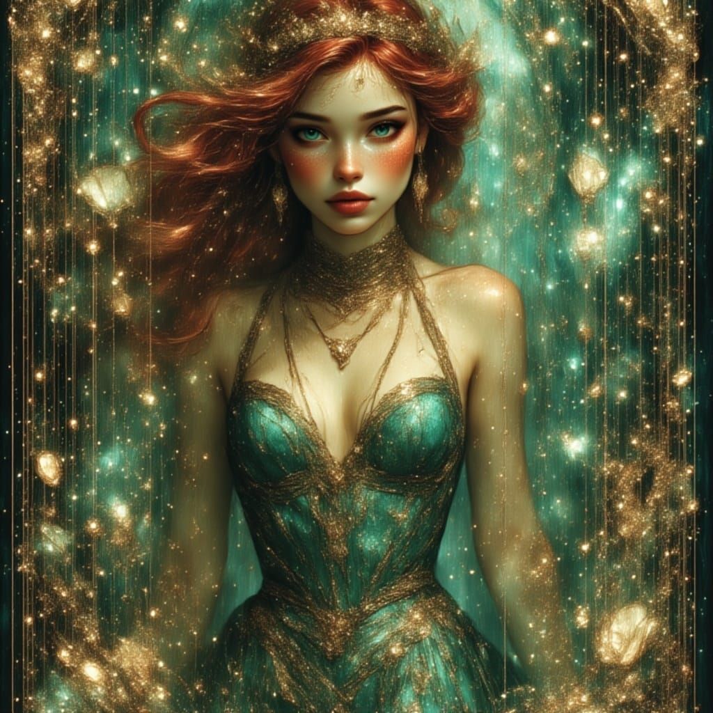 Magical Mermaid in Surreal Underwater Nebula