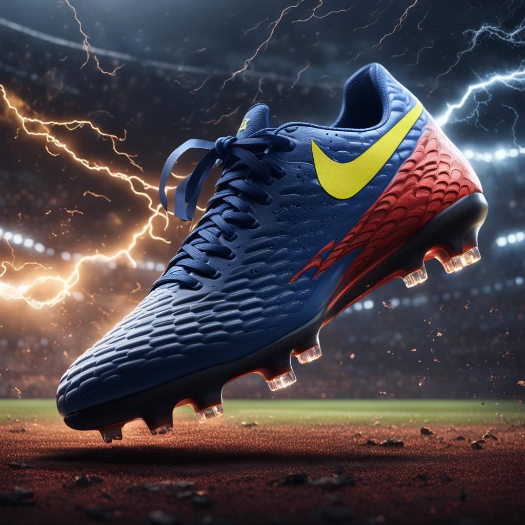 Nike shoes for soccer with lightning coming out from it