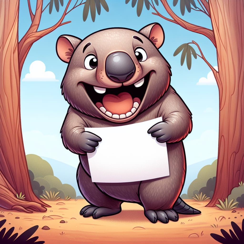 A wombat telling a hilarious joke
