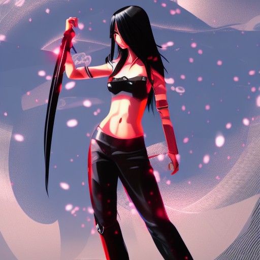 beautiful anime female with black hair and smiling red eyes ...